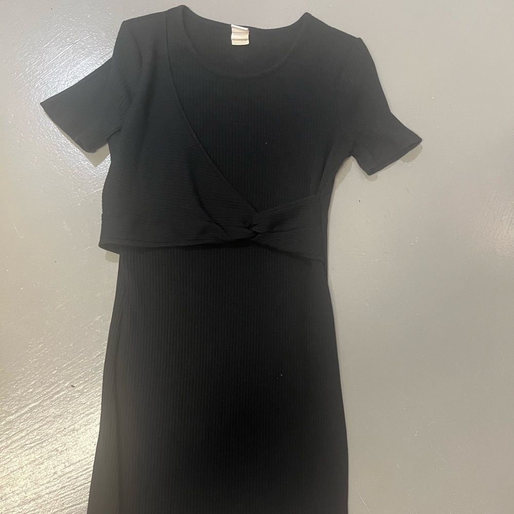 LOLE Black Ribbed Knot Dress - Large (snug)